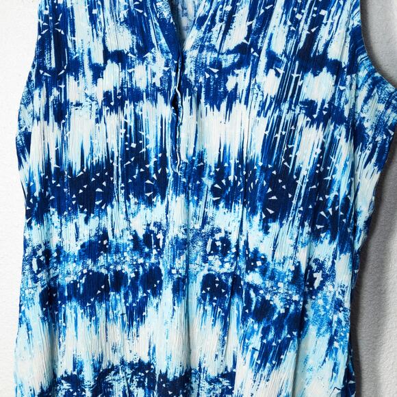 Whoa Wait Sleeveless Dress Blue Size Large Coastal Inspired Resortwear - Picture 4 of 8